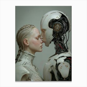 Intimate Encounter Between Human And Robot Canvas Print