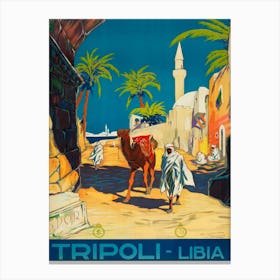 Tripoli, Libia, Vintage Travel Poster Canvas Print