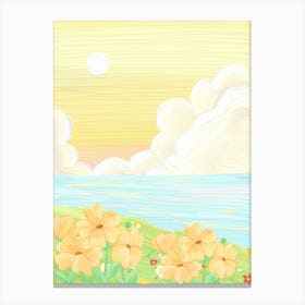 Yellow Flowers On The Beach Vector Canvas Print