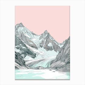 Monte Rosa Switzerland Italy Color Line Drawing (6) Canvas Print