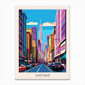 Magnificent Mile 3 Chicago Colourful Travel Poster Canvas Print
