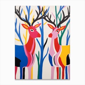 Colourful Kids Animal Art Caribou 2 Canvas Print