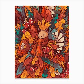 The Cosy Autumn Cat Canvas Print