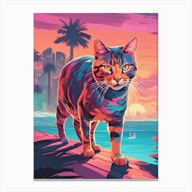 Cat At Sunset Canvas Print