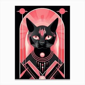 The Empress Tarot Card, Black Cat In Pink 0 Canvas Print