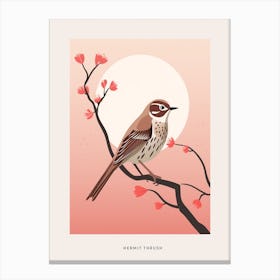Minimalist Hermit Thrush 1 Bird Poster Canvas Print
