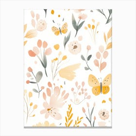 Watercolor Floral Seamless Pattern Canvas Print