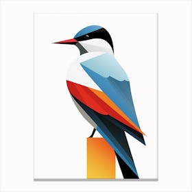 Colourful Geometric Bird Common Tern 1 Canvas Print