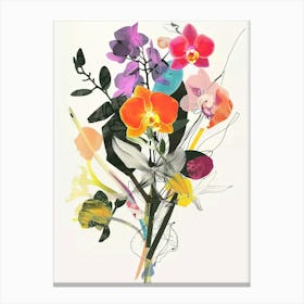 Orchid 2 Collage Flower Bouquet Canvas Print