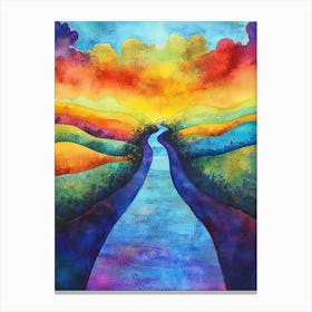 Abstract Mind Spiritual Rainbow Path Journey Watercolor Design Canvas Print