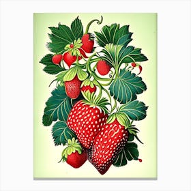 Bunch Of Strawberries, Fruit, Vintage Botanical 1 Canvas Print