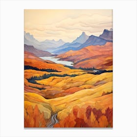 Autumn National Park Painting Fiordland National Park New Zealand 1 Canvas Print