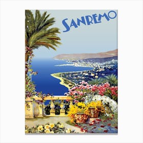 Sanremo Riviera From The Terrace, Italy Canvas Print