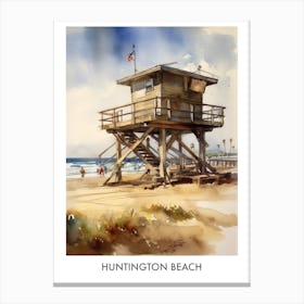 Huntington Beach Watercolor 1travel Poster Canvas Print