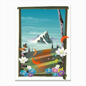 Mountain View From A Window Canvas Print