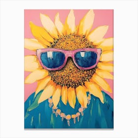 Sunflower With Sunglasses Canvas Print