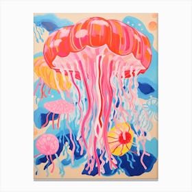 Colourful Jellyfish Illustration 7 Canvas Print