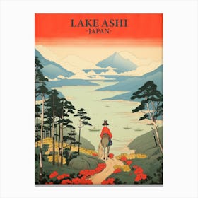 Lake Ashi, Japan Vintage Travel Art 4 Poster Canvas Print
