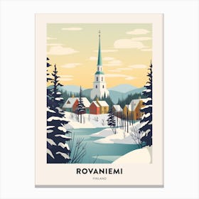 Vintage Winter Travel Poster Rovaniemi Finland Canvas Print