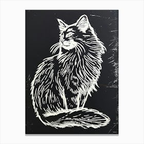 Laperm Cat Linocut Blockprint 4 Canvas Print