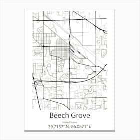 Beech Grove,United States Minimalist Map 1 Canvas Print