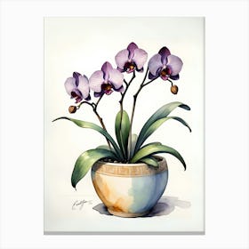 Orchids In A Pot Canvas Print