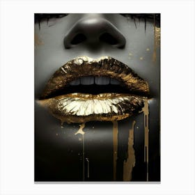 Gold Lips Canvas Print