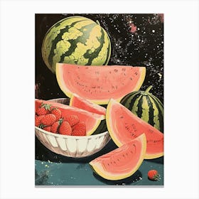 Art Deco Watermelon & Strawberries Canvas Print