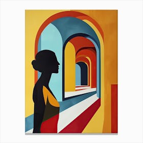 Silhouette Of A Woman, Abstract Painting Canvas Print