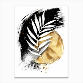 Gold And Black Palm Leaf Canvas Print