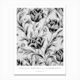 Snapdragon B&W Vintage Botanical Poster Canvas Print