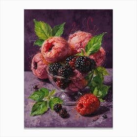 Blackberries In A Bowl Canvas Print