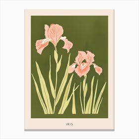 Pink & Green Iris 1 Flower Poster Canvas Print