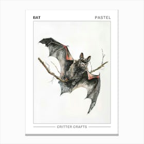 Bat Pastel Watercolour 3 Poster Stampe su tela