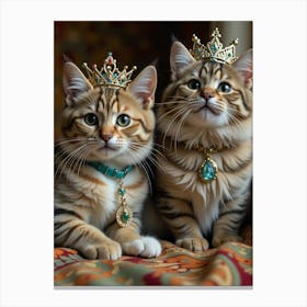 Cute Kittens In Tiaras Canvas Print