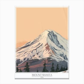 Mount Shasta Usa Color Line Drawing 5 Poster Canvas Print