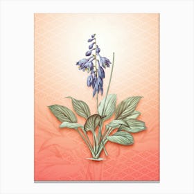 Daylily Vintage Botanical in Peach Fuzz Hishi Diamond Pattern n.0310 Canvas Print
