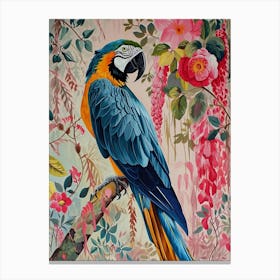 Floral Animal Painting Macaw 3 Canvas Print