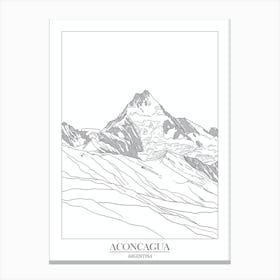 Aconcagua Argentina Line Drawing 8 Poster Canvas Print