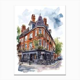 Richmond Upon Thames London Borough   Street Watercolour 1 Canvas Print