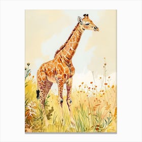 Giraffe Storybook Watercolour Inspired 2 Canvas Print