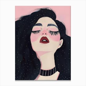 Illustration Of A Girl With Black Hair Canvas Print