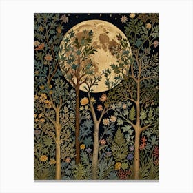 Moonlight In The Forest Style William Morris 6 Canvas Print