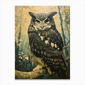 Spectacled Owl Relief Illustration 3 Canvas Print