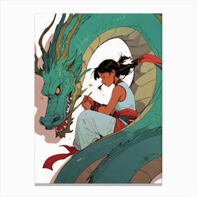 Girl With A Dragon 1 Canvas Print