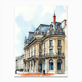 Watercolor Sketch Of Paris Canvas Print