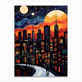 Toronto, Canada Skyline With A Cat 1 Canvas Print
