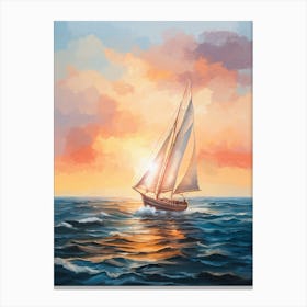 Sailboat At Sunset Canvas Print