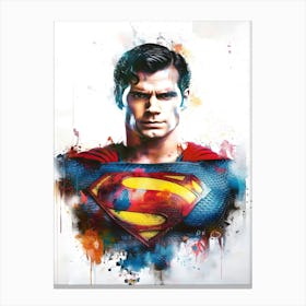 Superman Portrait Watercolor Canvas Print