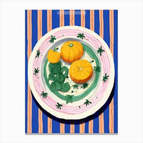 A Plate Of Pumpkins, Autumn Food Illustration Top View 75 Canvas Print